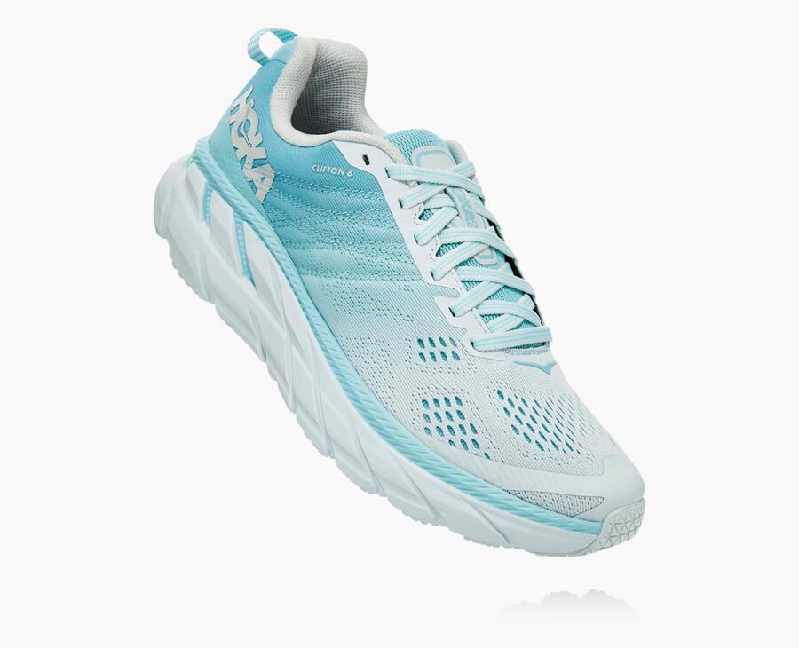 Tenis Corrida Hoka One One Feminino Azuis/Branco - Clifton 6 - 874-DXWBPK